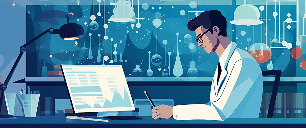 Scientist at computer